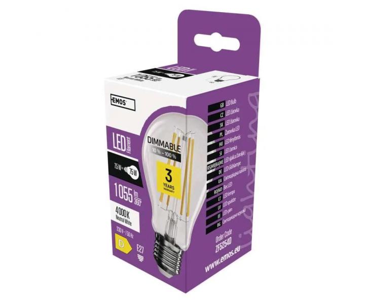 LED rovka Emos Filament A60 ZF5254D, E27, 7,5 W (75 W) - neutrln bl / stmvateln