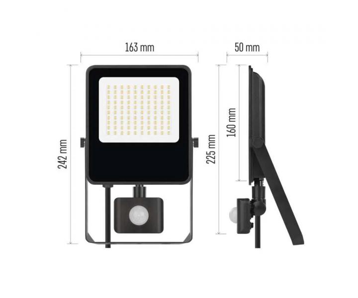 LED reflektor s pohybovm idlem Emos Visio ZS2943, IP54, 50 W, ern, neutrln bl